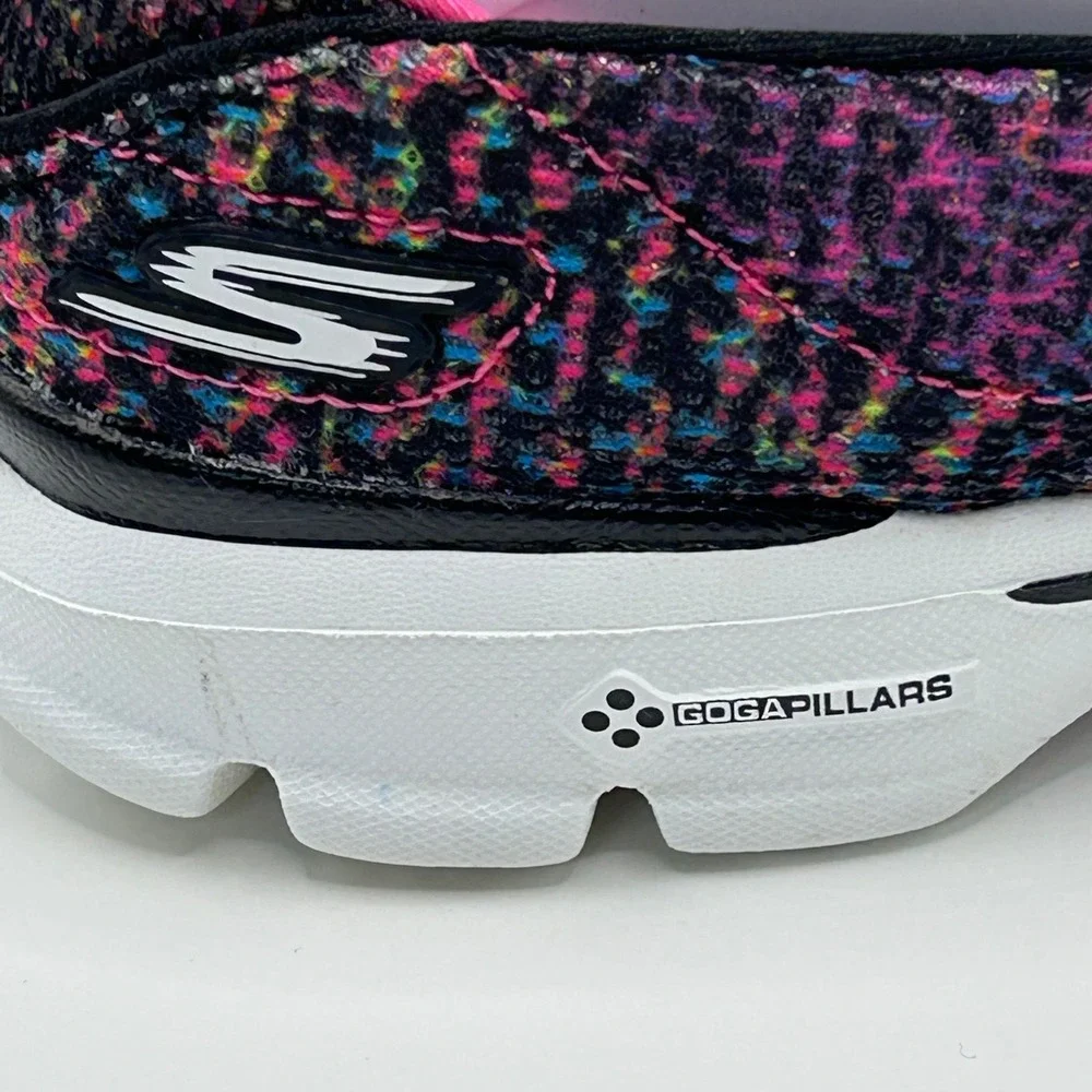 Skechers Women’s Slip-On Knit Sneakers in Black with Pink Accents